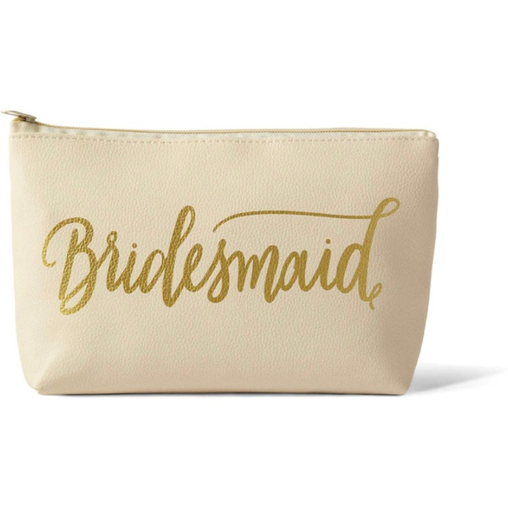 Pack of 4: Bridal party faux leather cosmetic bags